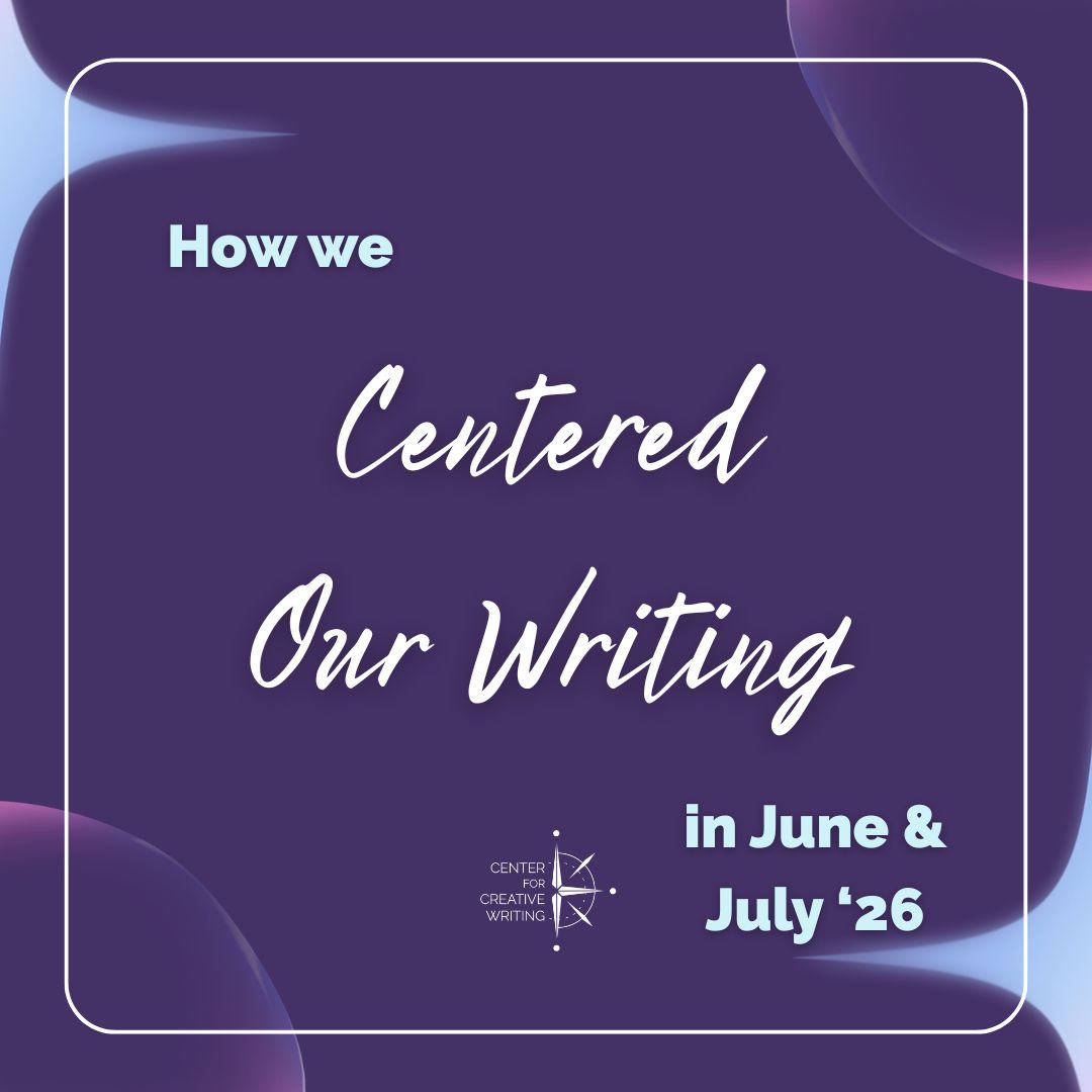 how we centered our writing in June and July 2026 on purple background via Canva