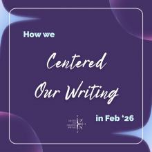 how we centered our writing in February 2026 on purple background via Canva